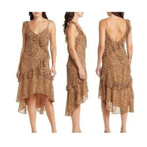 NWOT Charles Henry Tiered Ruffle Dress in Leopard Size Medium